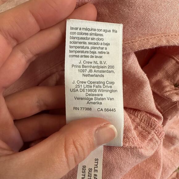 Madewell Linen Blend Button Front Jumpsuit Pink Short Sleeve Pockets Women’s XL - Picture 9 of 12